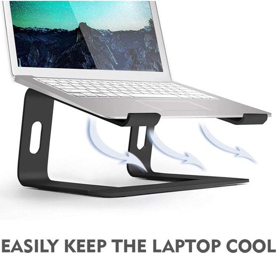 Laptopstandaard bureau – Aluminium verstelbaar – Anti-slip – Geschikt voor MacBook Air/Pro – Zwart-Notebookstandaard-Ilumina Benelux