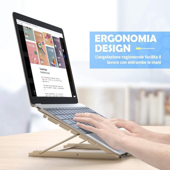 Laptopstandaard bureau – Opvouwbaar & draagbaar – Geventileerd koelrek – Verstelbaar ergonomisch – Zilver-Notebookstandaard-Ilumina Benelux