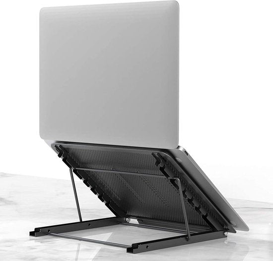 Laptopstandaard bureau – Opvouwbaar & draagbaar – Verstelbaar ergonomisch – Ventilerend koeling – Zilver-Notebookstandaard-Ilumina Benelux
