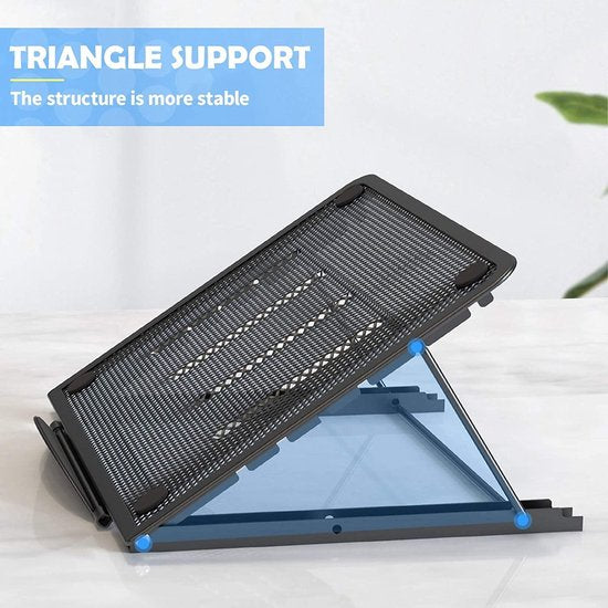 Laptopstandaard bureau – Opvouwbaar & draagbaar – Verstelbaar ergonomisch – Ventilerend koeling – Zilver-Notebookstandaard-Ilumina Benelux