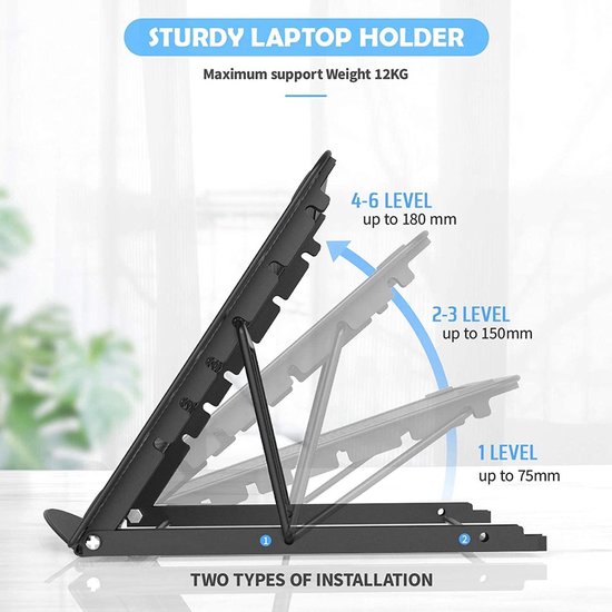 Laptopstandaard bureau – Opvouwbaar & draagbaar – Verstelbaar ergonomisch – Ventilerend koeling – Zilver-Notebookstandaard-Ilumina Benelux