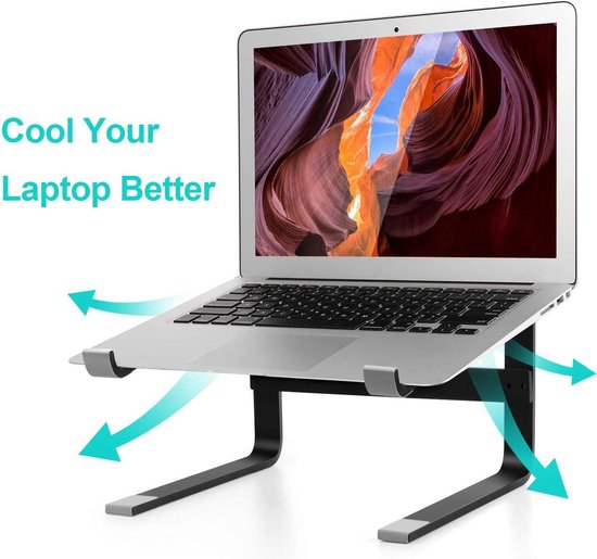 Laptopstandaard bureau – Verstelbaar – 10-17 inch – Geschikt voor laptop/MacBook Air/Pro – Zwart-Notebookstandaard-Ilumina Benelux
