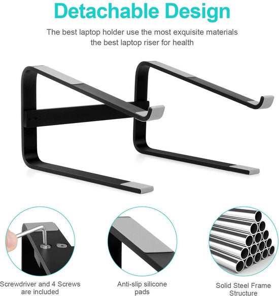 Laptopstandaard bureau – Verstelbaar – 10-17 inch – Geschikt voor laptop/MacBook Air/Pro – Zwart-Notebookstandaard-Ilumina Benelux
