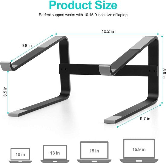 Laptopstandaard bureau – Verstelbaar – 10-17 inch – Geschikt voor laptop/MacBook Air/Pro – Zwart-Notebookstandaard-Ilumina Benelux