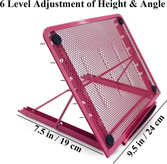 Laptopstandaard bureau – Verstelbaar – Geschikt voor laptop & tablet – Antislip – Roze-Notebookstandaard-Ilumina Benelux