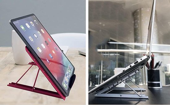 Laptopstandaard bureau – Verstelbaar – Geschikt voor laptop & tablet – Antislip – Roze-Notebookstandaard-Ilumina Benelux