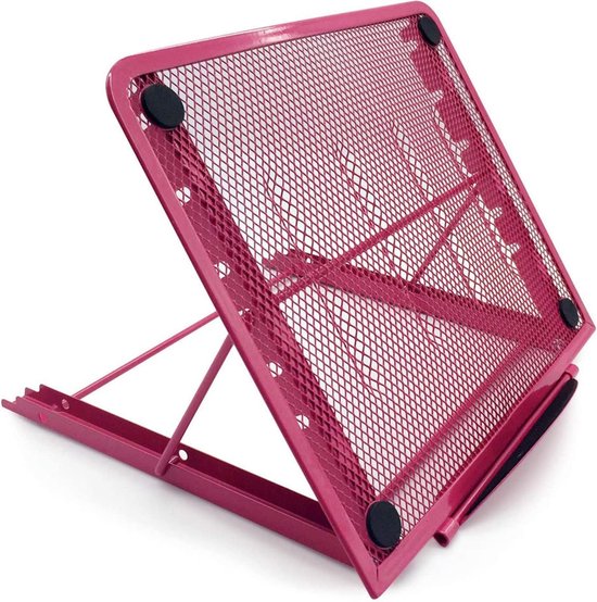 Laptopstandaard bureau – Verstelbaar – Geschikt voor laptop & tablet – Antislip – Roze-Notebookstandaard-Ilumina Benelux