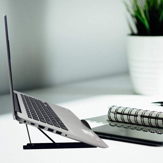 Laptopstandaard bureau – Verstelbaar – Ondersteuning voor laptop & tablet – Anti-slip – Zwart-Notebookstandaard-Ilumina Benelux