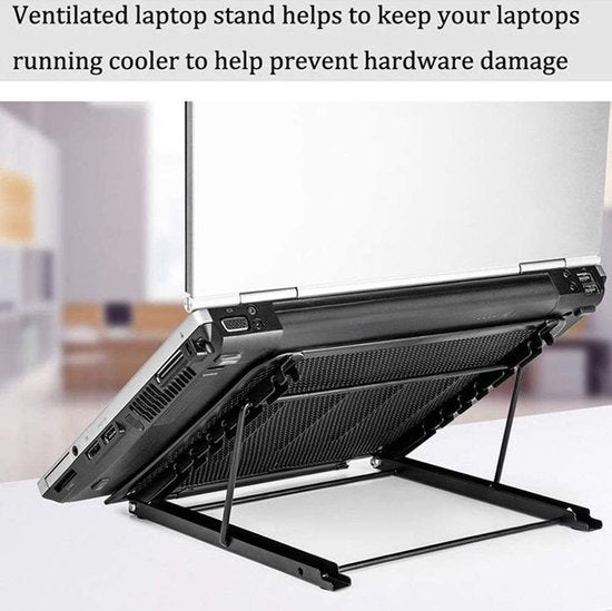 Laptopstandaard bureau – Verstelbaar – Ondersteuning voor laptop & tablet – Anti-slip – Zwart-Notebookstandaard-Ilumina Benelux