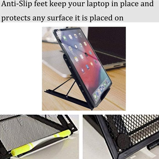 Laptopstandaard bureau – Verstelbaar – Ondersteuning voor laptop & tablet – Anti-slip – Zwart-Notebookstandaard-Ilumina Benelux