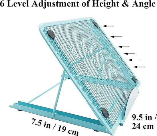 Laptopstandaard bureau – Verstelbaar – Voor laptop & tablet – Notebook ondersteuning – Blauw-Notebookstandaard-Ilumina Benelux
