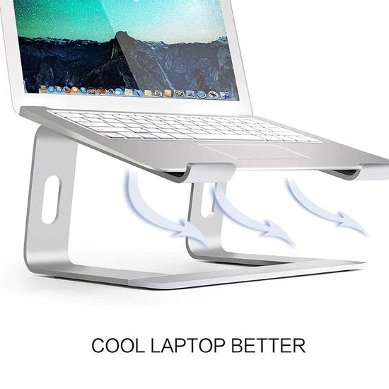 Laptopstandaard bureau – Verstelbare laptophouder – Aluminium statief – MacBook Air/Pro – Zilver-Notebookstandaard-Ilumina Benelux