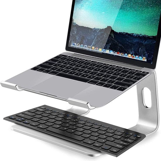 Laptopstandaard bureau – Verstelbare laptophouder – Aluminium statief – MacBook Air/Pro – Zilver-Notebookstandaard-Ilumina Benelux