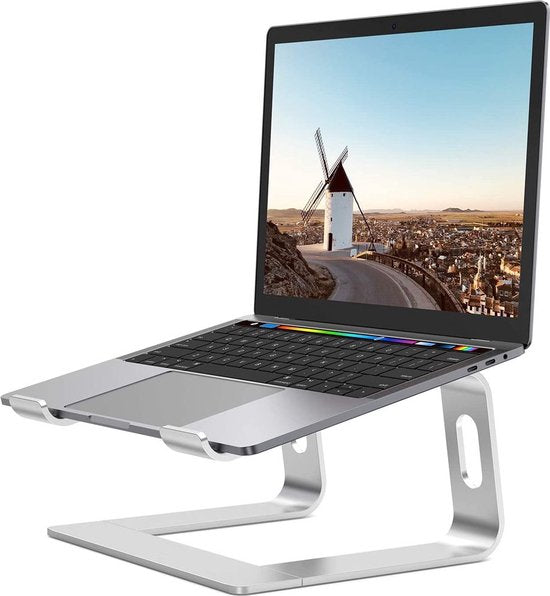 Laptopstandaard bureau – Verstelbare laptophouder – Aluminium statief – MacBook Air/Pro – Zilver-Notebookstandaard-Ilumina Benelux