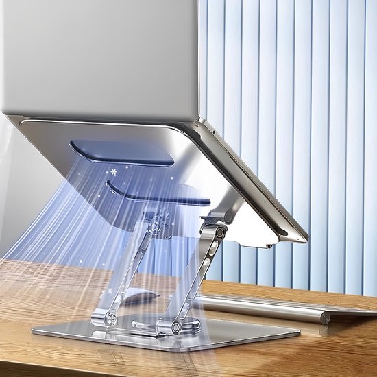 Laptopstandaard – Ergonomisch – 360° Draaibaar – Universeel 10-17 inch – Aluminium – Grijs-Notebookstandaard-Ilumina Benelux