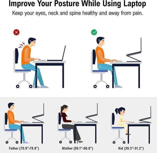 Laptopstandaard – Ergonomisch 360° Draaibaar – Universeel 10-17 Inch – Aluminium – Zilver-Notebookstandaard-Ilumina Benelux