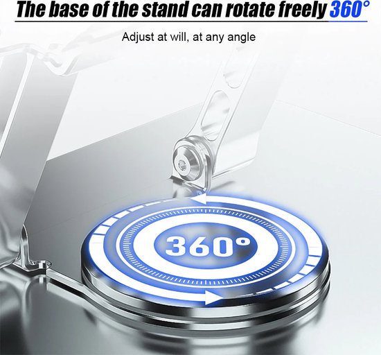 Laptopstandaard – Ergonomisch 360° Draaibaar – Universeel 10-17 Inch – Aluminium – Zilver-Notebookstandaard-Ilumina Benelux