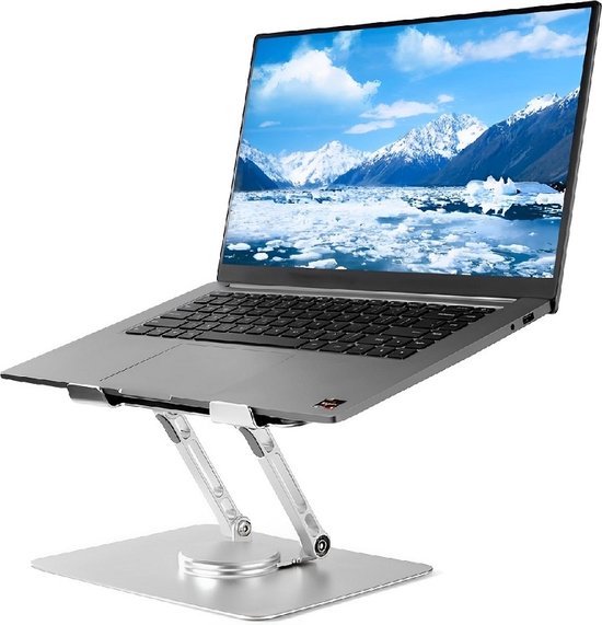 Laptopstandaard – Ergonomisch 360° Draaibaar – Universeel 10-17 Inch – Aluminium – Zilver-Notebookstandaard-Ilumina Benelux