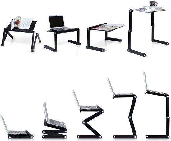 Laptopstandaard – Ergonomisch Opvouwbaar – USB Koeling Met Muismat – 360° Verstelbaar – Geschikt voor MacBook 7-17 Inch – Zwart-Notebookstandaard-Ilumina Benelux