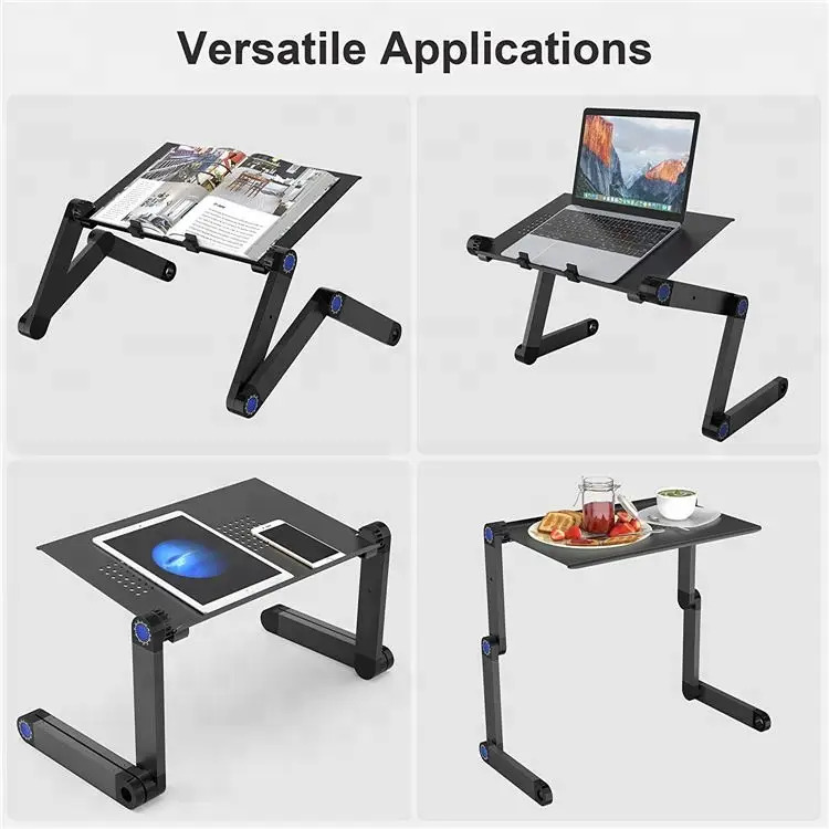 Laptopstandaard – Ergonomisch Opvouwbaar – USB Koeling Met Muismat – 360° Verstelbaar – Geschikt voor MacBook 7-17 Inch – Zwart-Notebookstandaard-Ilumina Benelux