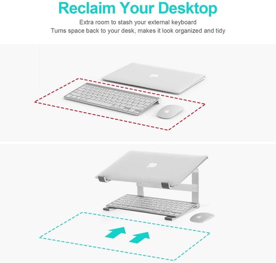 Laptopstandaard – Geschikt voor 10-17 inch laptop & MacBook – Verstelbaar – Bureau tafelhouder – Zilver-Notebookstandaard-Ilumina Benelux