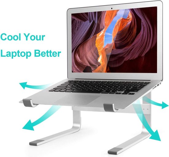 Laptopstandaard – Geschikt voor 10-17 inch laptop & MacBook – Verstelbaar – Bureau tafelhouder – Zilver-Notebookstandaard-Ilumina Benelux