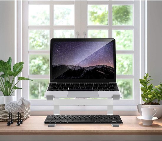 Laptopstandaard – Geschikt voor 10-17 inch laptop & MacBook – Verstelbaar – Bureau tafelhouder – Zilver-Notebookstandaard-Ilumina Benelux