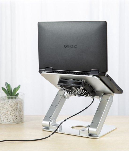 Laptopstandaard met koeler – Verstelbaar – Ventilator koeling – Geschikt voor laptop/tablet tot 15 inch – Zwart-Laptopkoelers-Ilumina Benelux