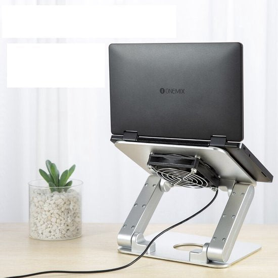Laptopstandaard met koeler – Verstelbaar – Ventilator koeling – Geschikt voor laptop/tablet tot 15 inch – Zwart-Laptopkoelers-Ilumina Benelux