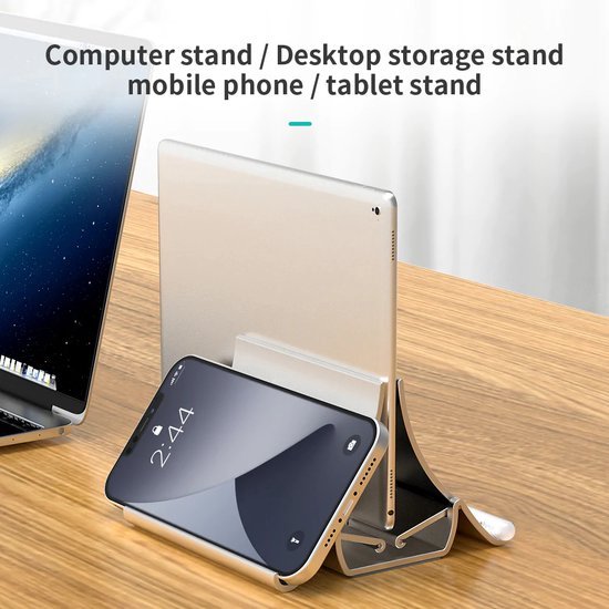 Laptopstandaard – Ruimtebesparende Desktop Organizer – Opberg houder bureau & tafel – Geschikt voor iPad/MacBook/Laptop/Tablet/Telefoon – Zwart-Notebookstandaard-Ilumina Benelux