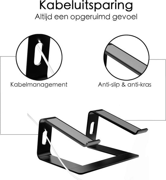 Laptopstandaard – Universeel 10-17 inch – Aluminium – Ergonomische Verhoger – Zilver-Notebookstandaard-Ilumina Benelux