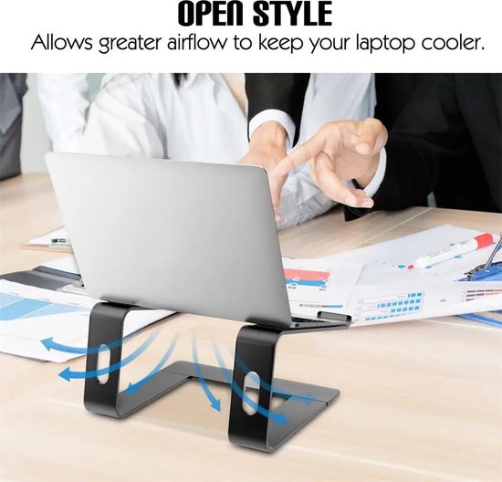 Laptopstandaard – Universeel 10-17 inch – Aluminium – Ergonomische Verhoger – Zilver-Notebookstandaard-Ilumina Benelux
