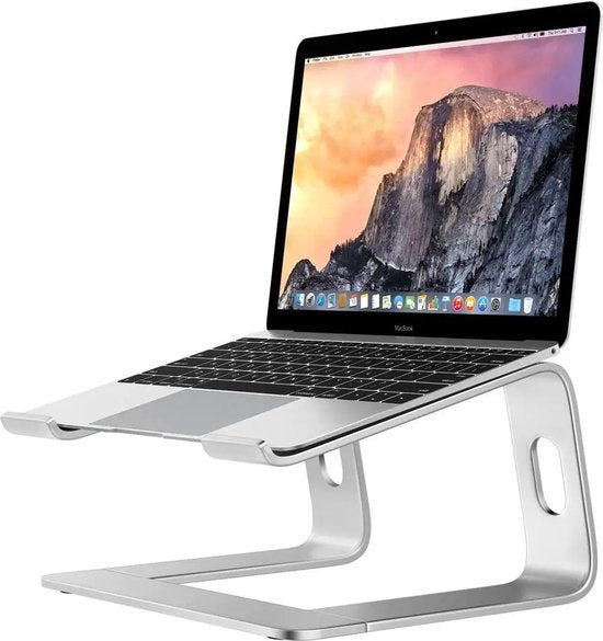 Laptopstandaard – Universeel 10-17 inch – Aluminium – Ergonomische Verhoger – Zilver-Notebookstandaard-Ilumina Benelux