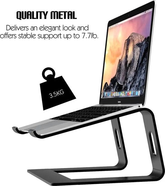 Laptopstandaard – Verhoger 10-17 inch – Aluminium – Ergonomisch – Universeel – Zwart-Notebookstandaard-Ilumina Benelux