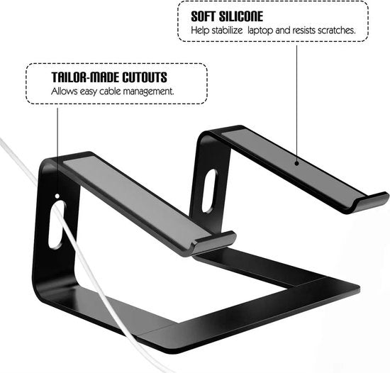 Laptopstandaard – Verhoger 10-17 inch – Aluminium – Ergonomisch – Universeel – Zwart-Notebookstandaard-Ilumina Benelux