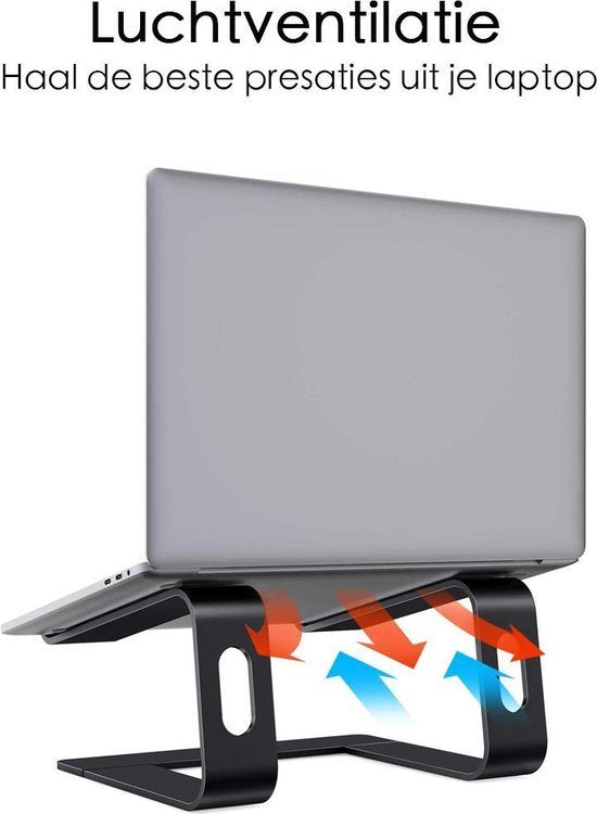 Laptopstandaard – Verhoger 10-17 inch – Aluminium – Ergonomisch – Universeel – Zwart-Notebookstandaard-Ilumina Benelux