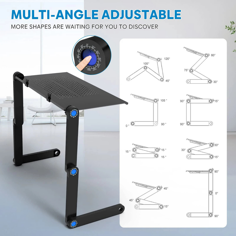 Laptoptafel bed – Met muismat & USB ventilator koeling – 360° verstelbaar – Voor 7-17 inch laptop/tablet – Zwart-Laptopstandaard-Ilumina Benelux