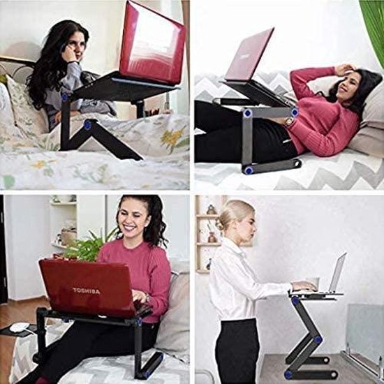 Laptoptafel bed – Met muismat & USB ventilator koeling – 360° verstelbaar – Voor 7-17 inch laptop/tablet – Zwart