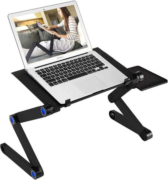 Laptoptafel bed – Met muismat & USB ventilator koeling – 360° verstelbaar – Voor 7-17 inch laptop/tablet – Zwart