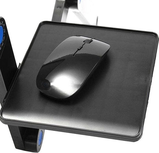 Laptoptafel – Verstelbaar Laptopstandaard – Dubbele Ventilators – Met Muismat – Geschikt voor MacBook & PC – Zwart-Notebookstandaard-Ilumina Benelux