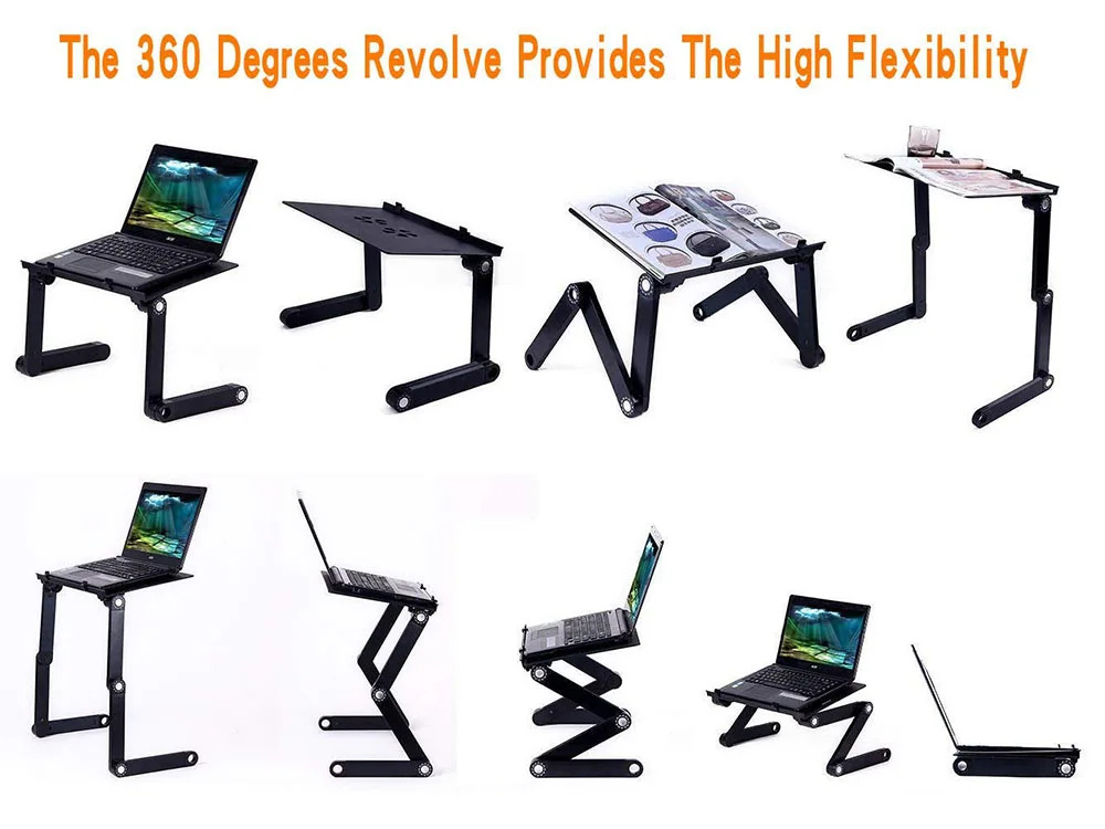 Laptoptafel – Verstelbaar Laptopstandaard – Dubbele Ventilators – Met Muismat – Geschikt voor MacBook & PC – Zwart-Notebookstandaard-Ilumina Benelux