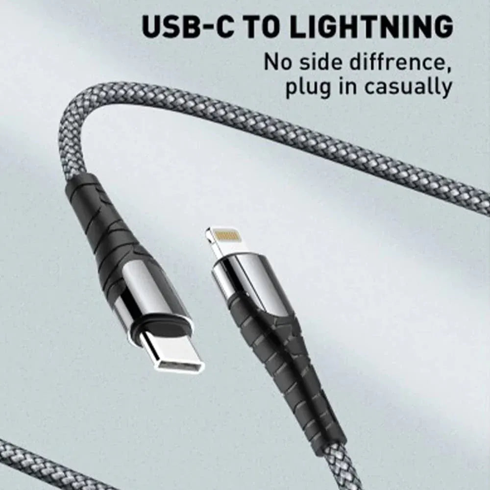 LDNIO LC112 USB-C naar Lightning Kabel – 2 Meter – 30W Fast Charging Touw Kabel – Grijs-Ilumina Benelux