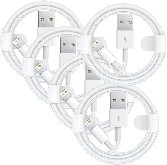 Lightning kabel – USB-A naar Lightning Oplaadkabel 2m – 5 stuks – Geschikt voor iPhone & iPad – Wit-USB-Kabels-Ilumina Benelux