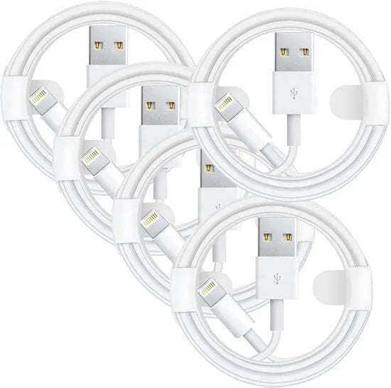 Lightning kabel – USB-A naar Lightning Oplaadkabel 2m – 5 stuks – Geschikt voor iPhone & iPad – Wit-USB-Kabels-Ilumina Benelux