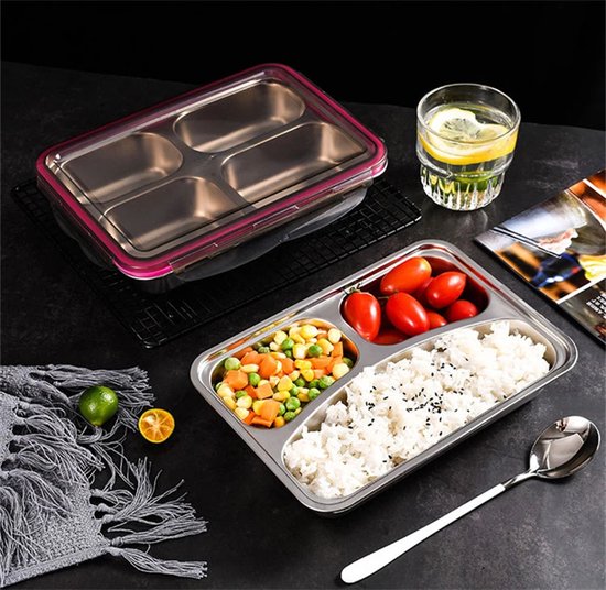 Lunchbox 3-vakken – Luchtdicht & Lekvrij – Nestbaar – Magnetron- en Vaatwasserbestendig – Zwart-Lunchbox-Ilumina Benelux