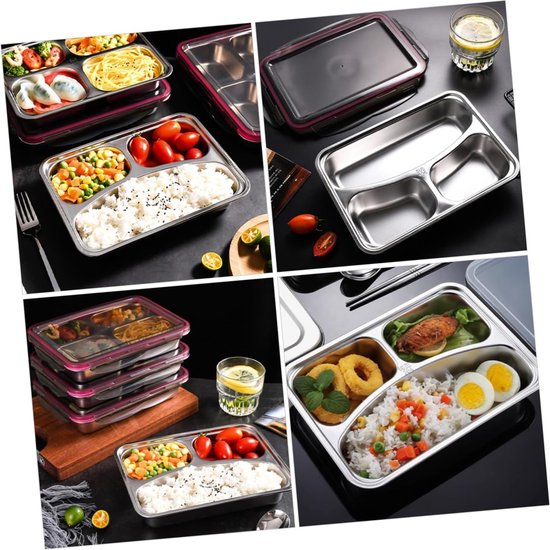 Lunchbox 3-vakken – Luchtdicht & Lekvrij – Nestbaar – Magnetron- en Vaatwasserbestendig – Zwart-Lunchbox-Ilumina Benelux