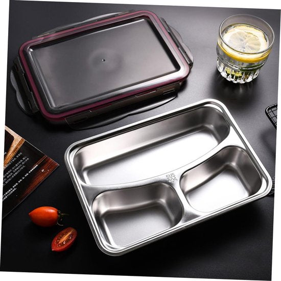 Lunchbox 3-vakken – Luchtdicht & Lekvrij – Nestbaar – Magnetron- en Vaatwasserbestendig – Zwart-Lunchbox-Ilumina Benelux