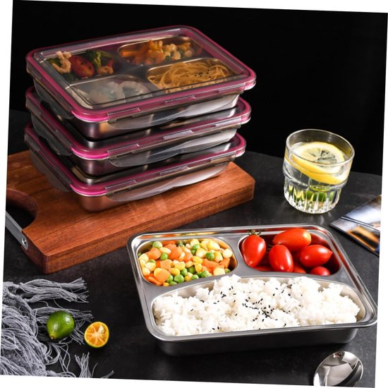 Lunchbox 3-vakken – Luchtdicht & Lekvrij – Nestbaar – Magnetron- en Vaatwasserbestendig – Zwart-Lunchbox-Ilumina Benelux
