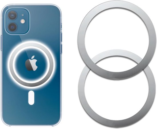 Magneet plaatjes set – Geschikt voor draadloze opladers & telefoonhouders – Metalen ring sticker – 10 stuks – Zilver-Telefoonsticker-Ilumina Benelux