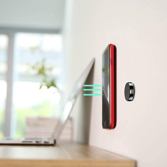 Magneetstrip set – Zelfklevende magneetjes + 2 metalen plaatjes – Voor smartphone/tablet/auto – 2 stuks – Zwart